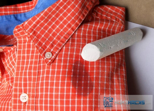 13 Home Cleaning Tips Using Normal Household Ingredients - Use chalk for stubborn grease stains on clothes