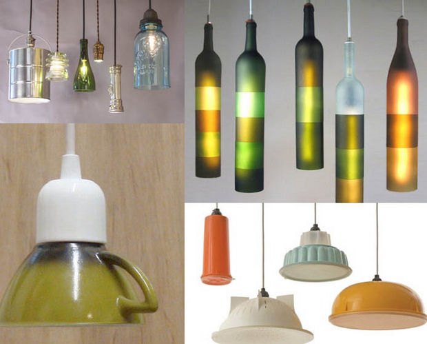 Transform old bottles or cups into unique lighting fixtures.