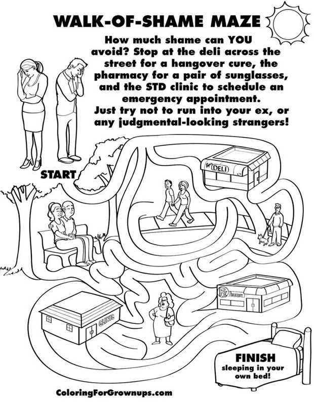 Coloring Books for Grownups - Walk-of-shame maze