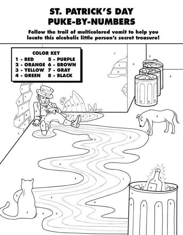 Coloring Books for Grownups - St. Patrick's Day puke-by-numbers