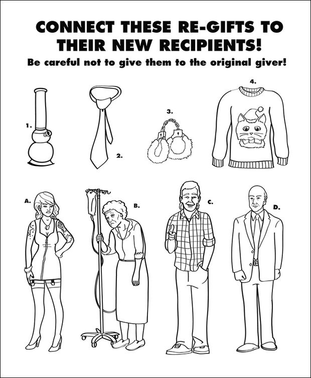 Connect these re-gifts to their new recipients!