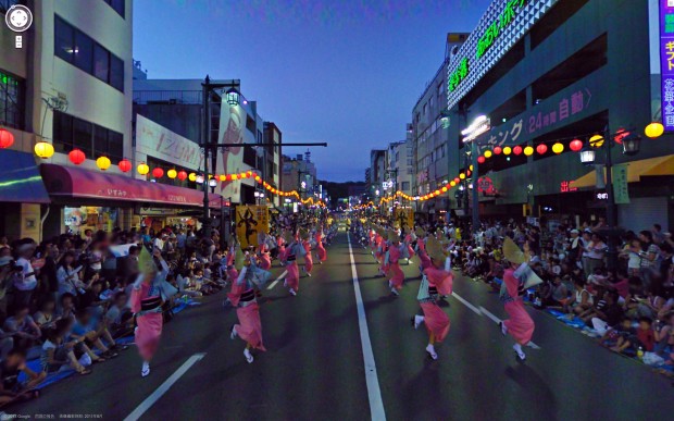 14 funny Google Street View images - Celebrating nightlife at some type of parade or festival.