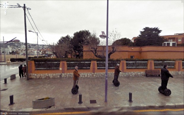14 funny Google Street View images - Having a race on segways.