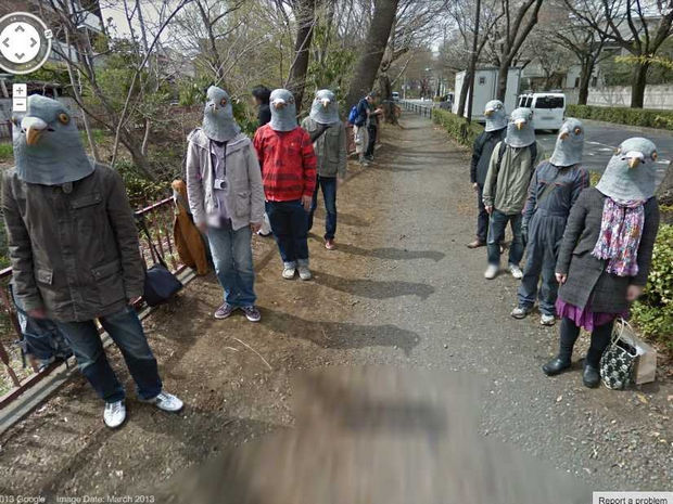 25 Weird Things Found on Google Maps - Imagine going for a walk and encountering bird people.