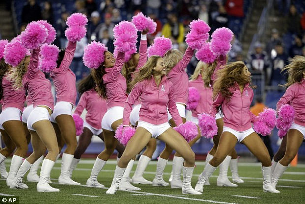 The Patriots played a music video tribute to kids fighting cancer. Afterwards, the cheerleaders switched their outfits to something special.
