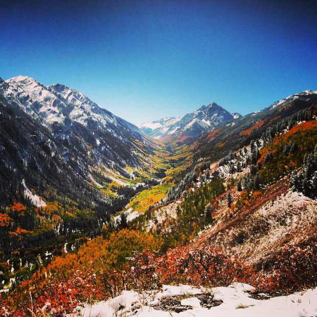 Fall colors at Pyramid Peak - Colorado.