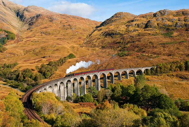 Fall Colors in Glenfinnan Viaduct - Scotland.