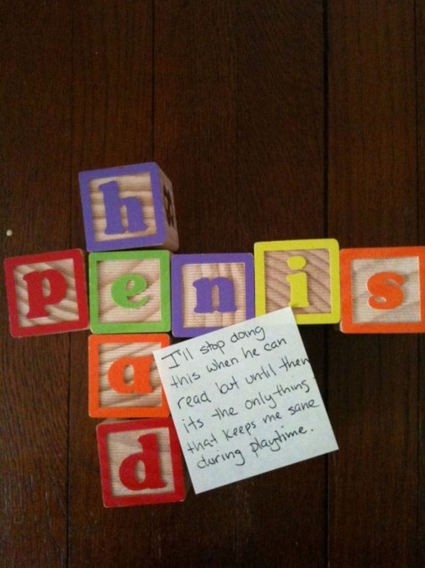 Stay-at-Home Dad Writes Funny Post-It Notes - I'll stop doing this when he can read but until then it's the only thing that keeps me sane during playtime.
