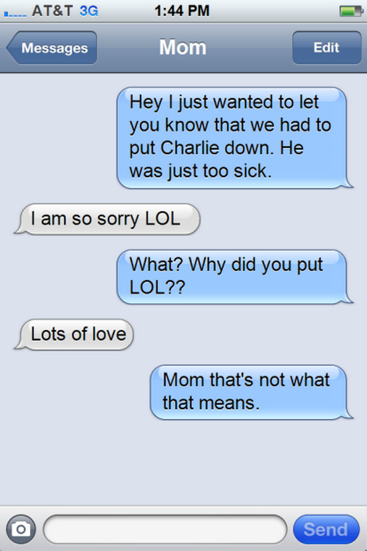 14 Funny Mom Texts - LOL has different meanings apparently...