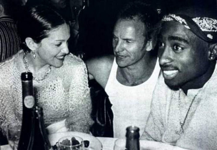 Madonna, Sting and Tupac hanging out at the Tribeca Film Festival dinner in 1994.