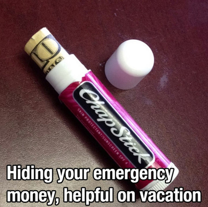 52 Cleaning and Life Hacks - Hiding your emergency money. Helpful on vacation.