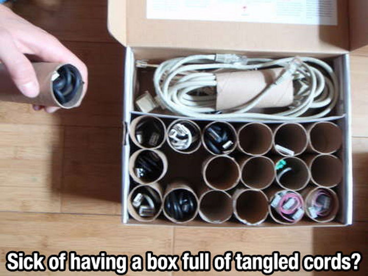 52 Cleaning and Life Hacks - Sick of having a box full of tangled cords?