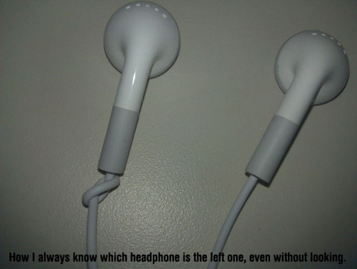52 Cleaning and Life Hacks - How I always know which headphone is the left one, even without looking.