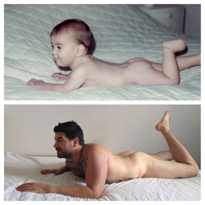 Two Brothers Recreate Childhood Photos for Their Parents Anniversary Present.