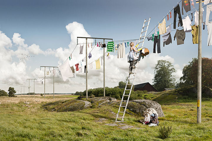 Erik Johansson Surrealism Art - Big laundry day