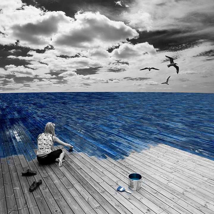 Erik Johansson Surrealism Art - Work at sea