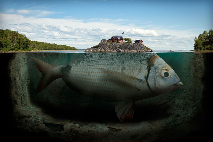Erik Johansson Surrealism Art - Fishy island