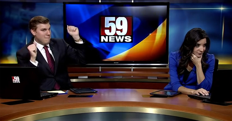 News Anchor Dan Thorn Dances It up but His Co-Anchor Shakes Him Off