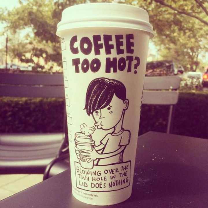 Starbucks Cup Drawings by Josh Hara - Coffee too hot?