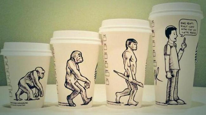 Starbucks Cup Drawings by Josh Hara - Evolution.