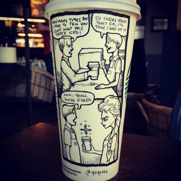 Starbucks Cup Drawings by Josh Hara - Frozen.