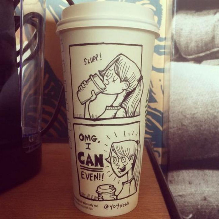 Starbucks Cup Drawings by Josh Hara - Liquid courage.
