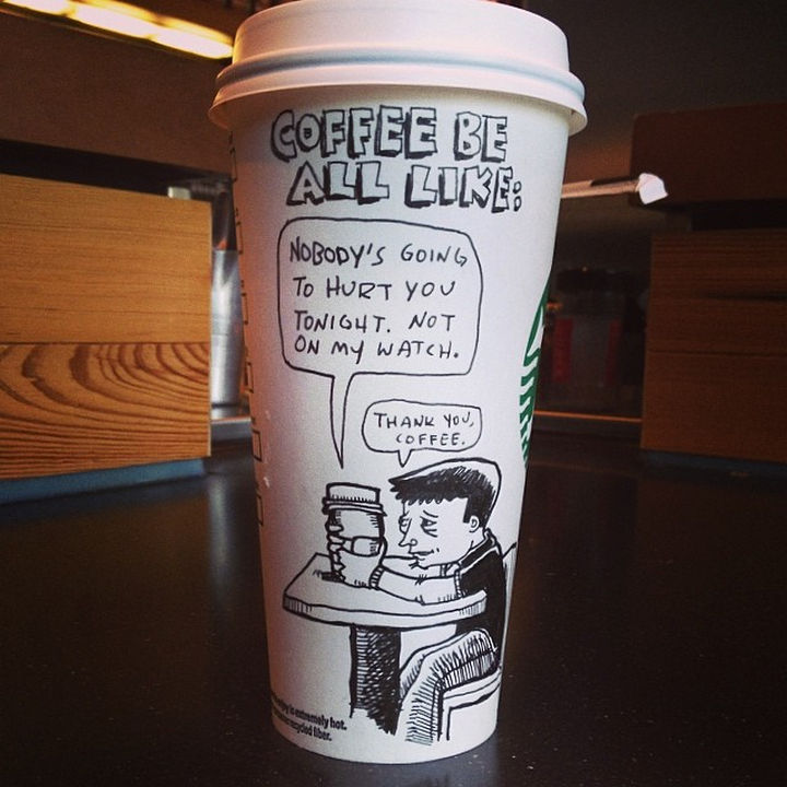 Starbucks Cup Drawings by Josh Hara - Coffee be all like.