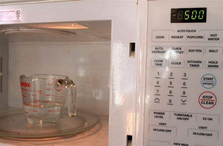 16 Cleaning Tips and Hacks - Steam clean your microwave using 3 parts water and 1 part vinegar.
