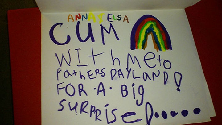 18 Funny Spelling Mistakes - "COME with me to Father's Day Land?"