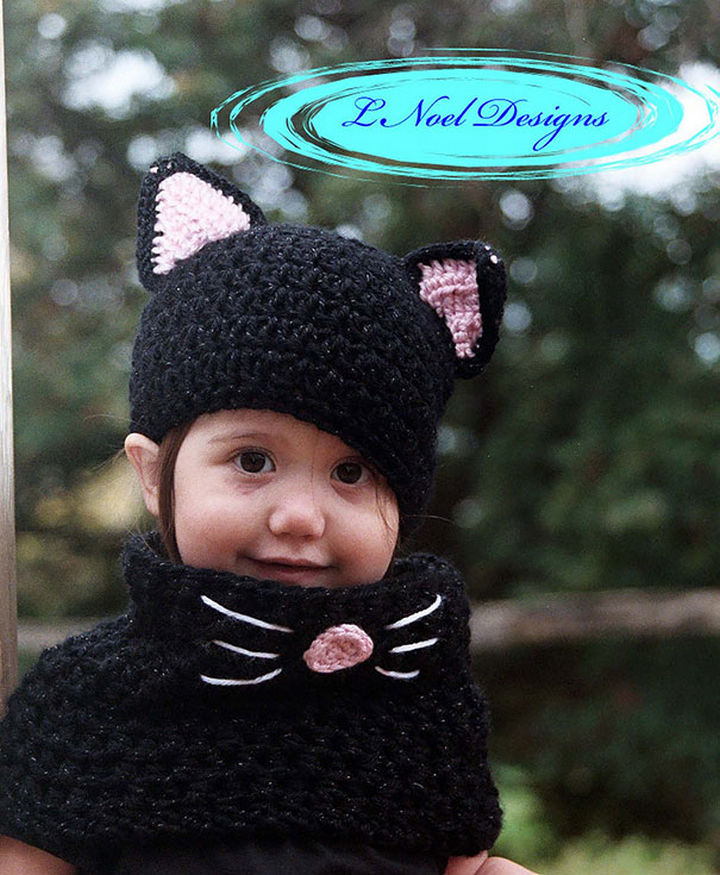 21 Crocheted Winter Hats - Black Cat Hat.