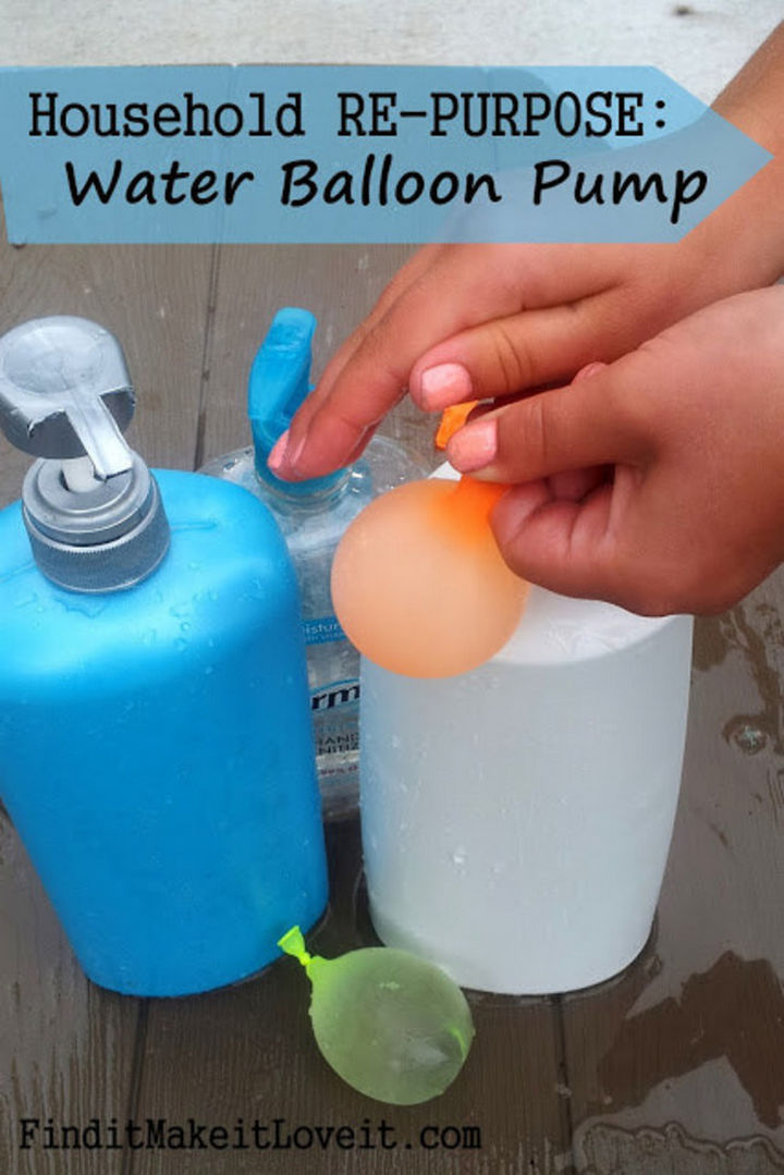 24 Life Hacks for Kids - Use old lotion or soap bottle pumps to easily fill water balloons.
