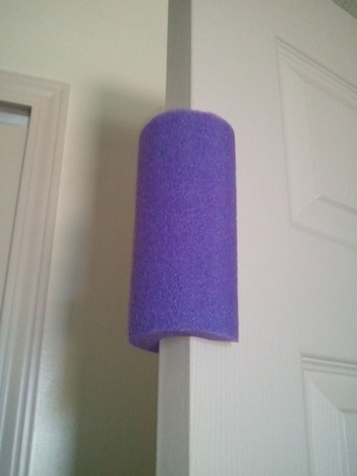 24 Life Hacks for Kids - Trim a pool noodle and wrap it around the door to prevent it from slamming their fingers.