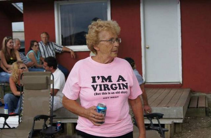 11 Seniors Wearing Funny Shirts - Read the fine print.