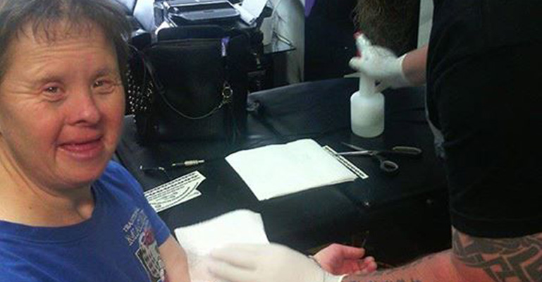 Tattoo Artist Does a Good Deed Every Week for This Woman with Down Syndrome