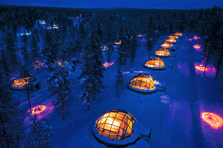 12 Amazingly Cool Hotels - Hotel Kakslauttanen, Finland.