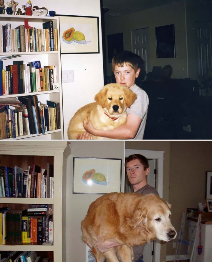 24 Before and After Photos of Pets and Their Humans - 10 year difference.