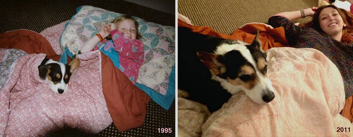24 Before and After Photos of Pets and Their Humans - 16 year difference.