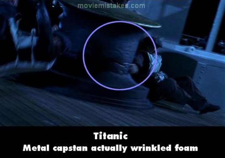 20 Titanic Movie Mistakes - Metal capstan actually wrinkled foam.