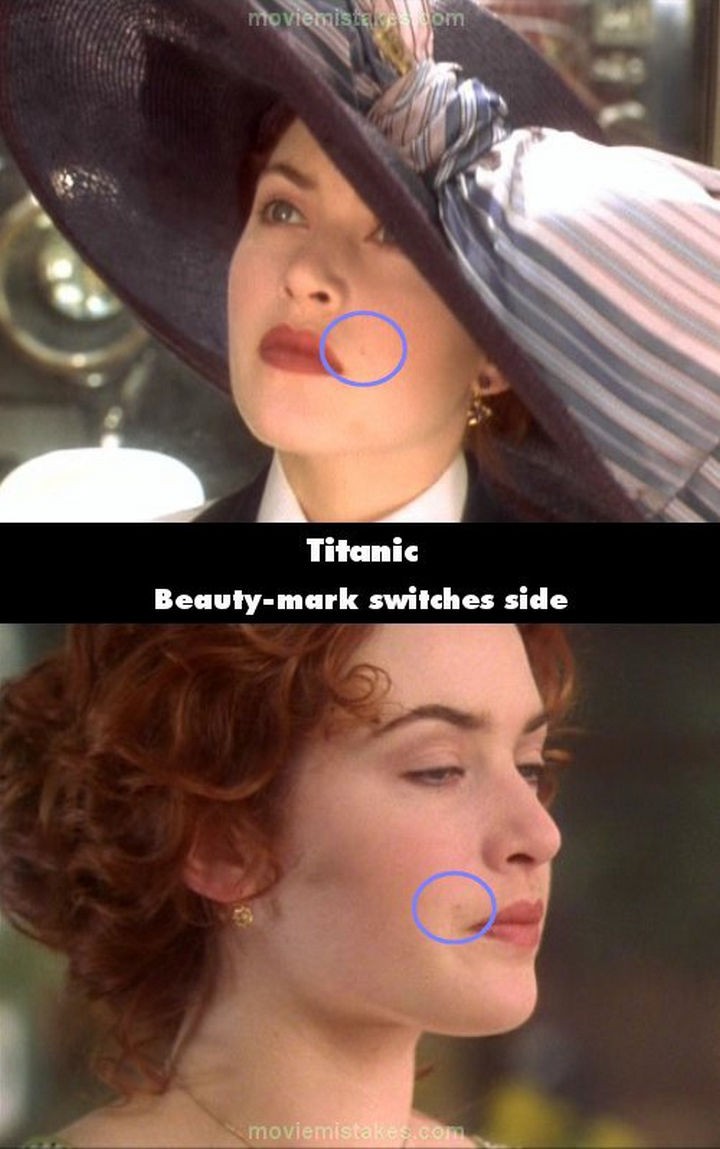 20 Titanic Movie Mistakes - Beauty mark switches side.