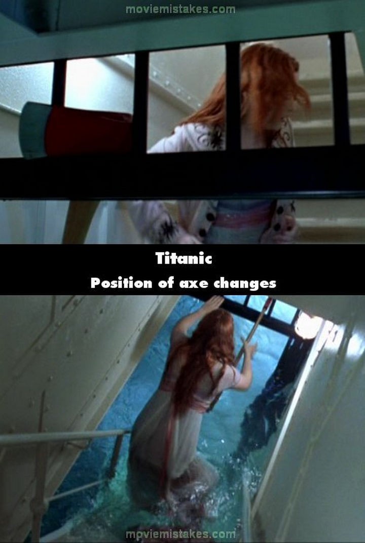 20 Titanic Movie Mistakes - Position of axe changes.