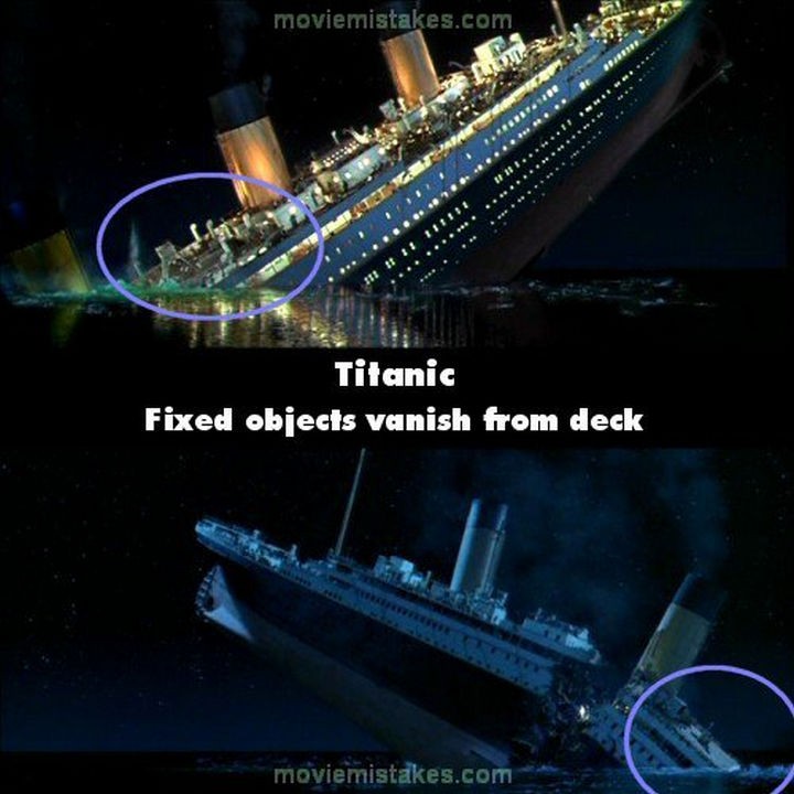 20 Titanic Movie Mistakes - Fixed objects vanish from deck.