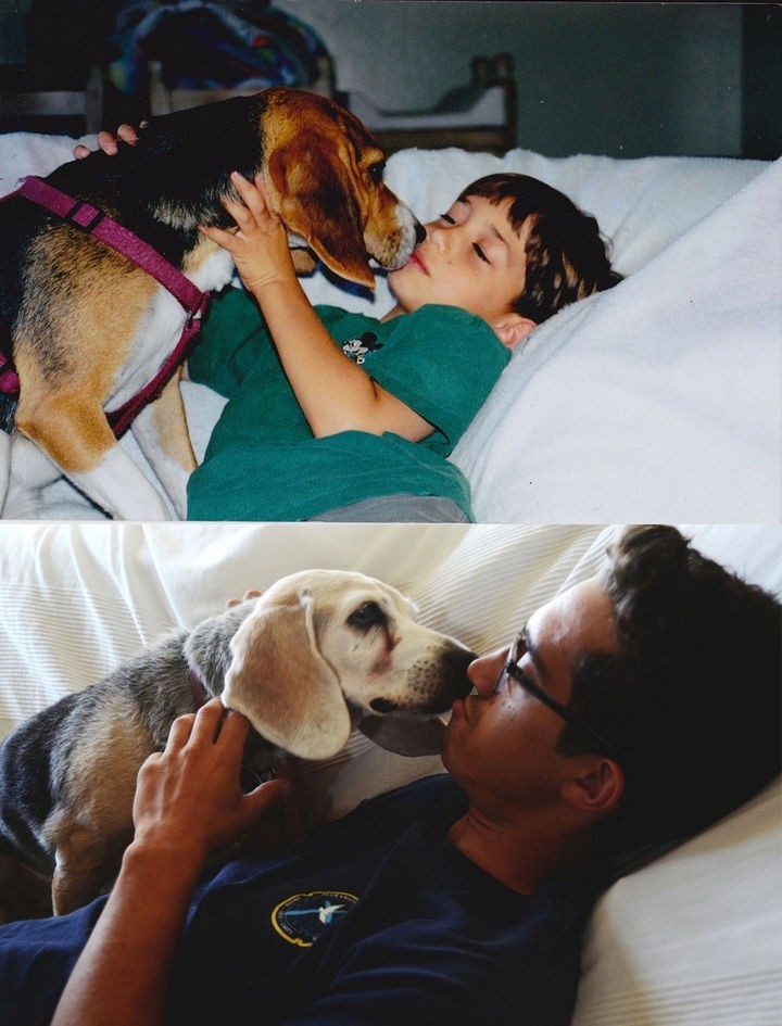 24 Before and After Photos of Pets and Their Humans - 16-year difference.