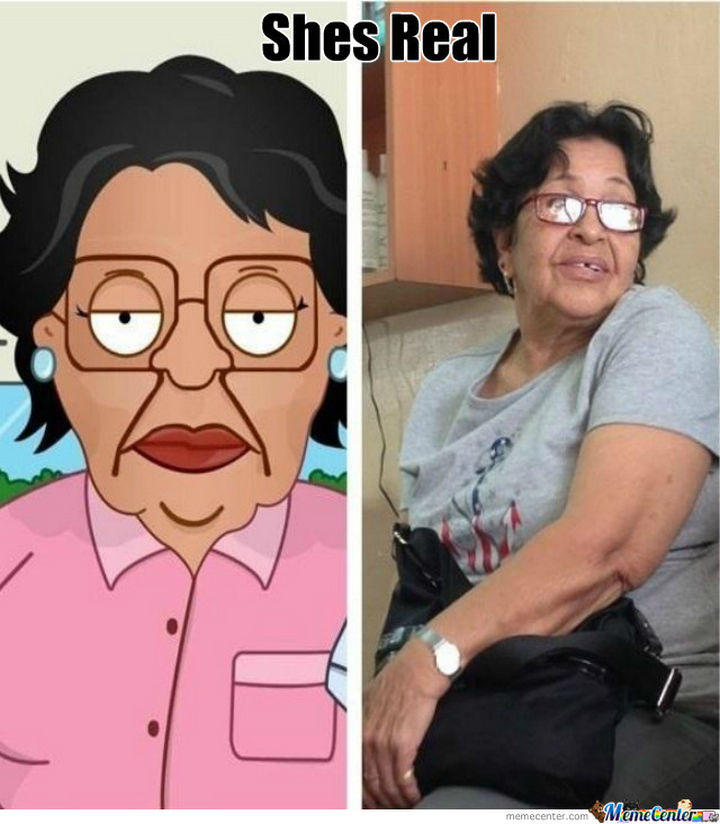 25 People That Look Like Cartoon Characters In Real Life - Rosa of Family Guy.
