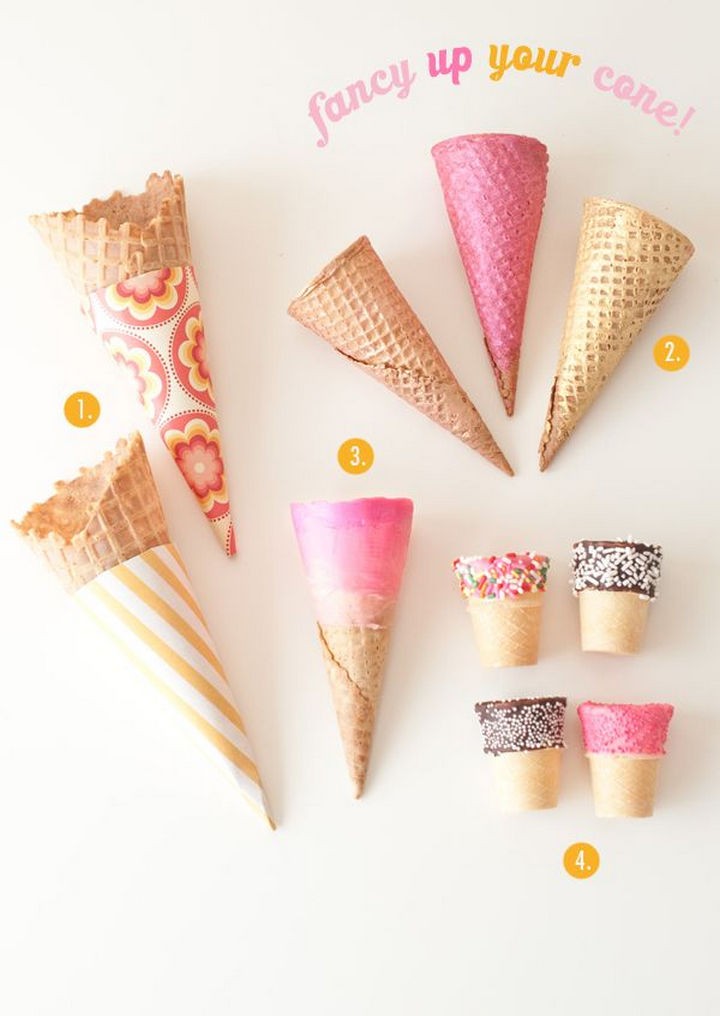 16 Party Hacks - Add a fun variety of flavors to plain ice cream cone.