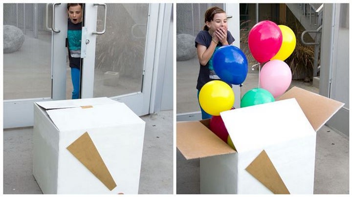 16 Party Hacks - Make a DIY balloon surprise box.
