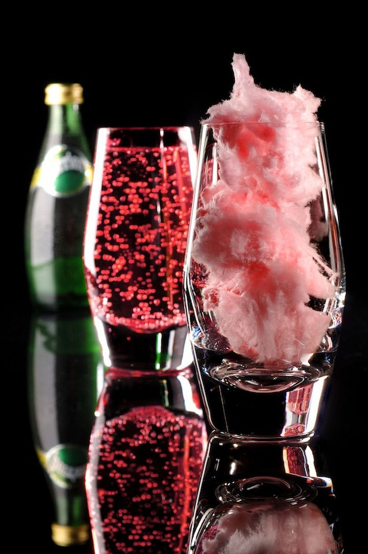 16 Party Hacks - Add cotton candy and fill glass with Perrier for a magic cocktail.