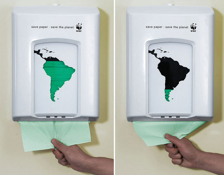 36 Social Awareness Posters - World Wildlife Fund (WWF): Save paper. Save the planet.