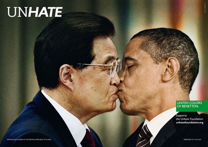 36 Social Awareness Posters - "Paramount Leader of the People's Republic of China and President of the USA. United Colors of Benetton Supports the Unhate Foundation - unhatefoundation.org"