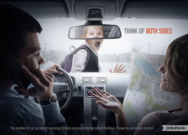 36 Social Awareness Posters - Distracted Driving: Think Of Both Sides