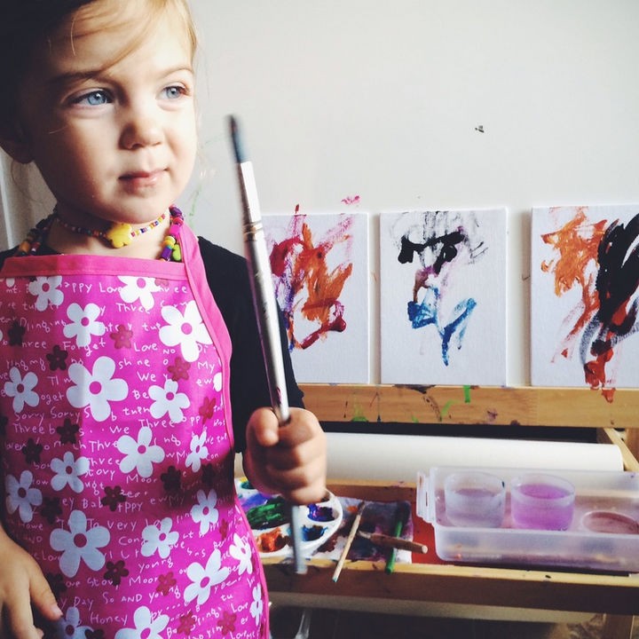 She began painting after her mother gave her an acrylic paint set that she had when she was younger.